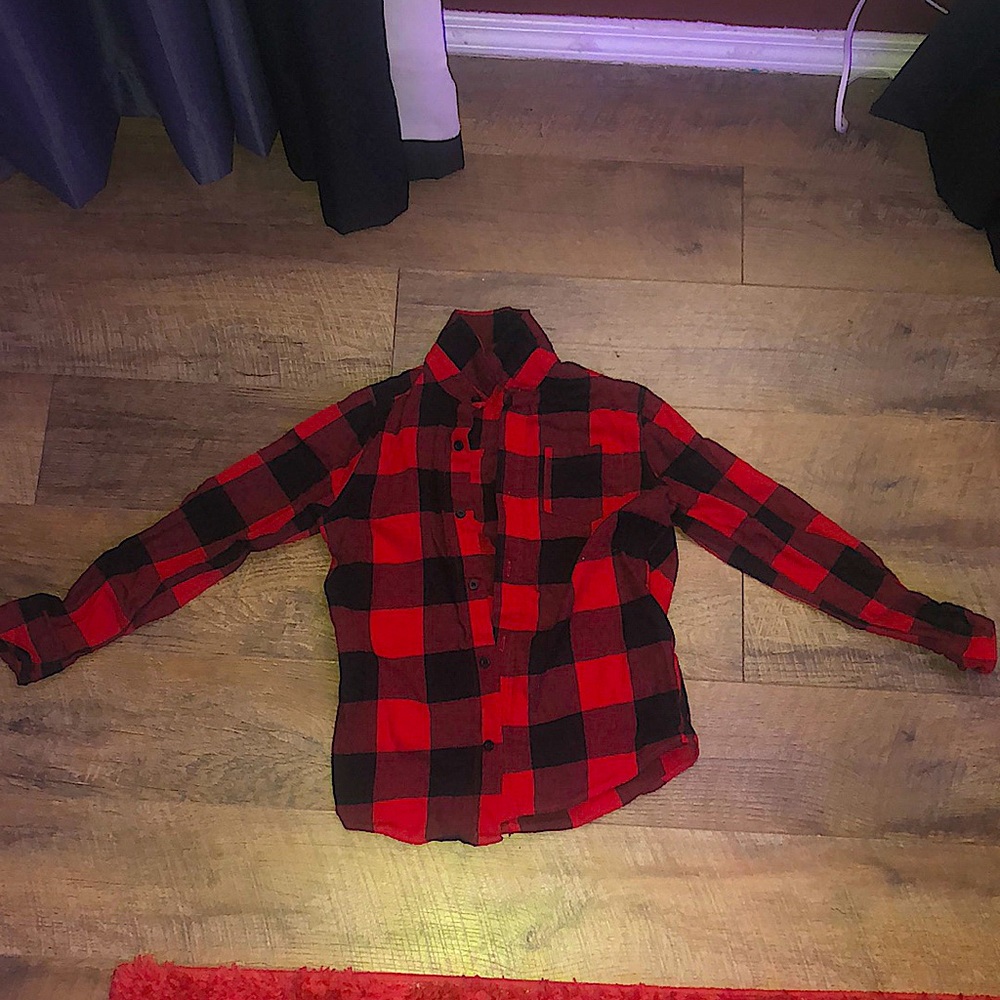 Red and black kids button down